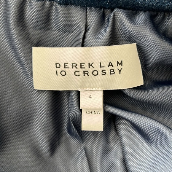 Derek Lam 10 Crosby Keith Denim Utility Jacket Jean Blazer Gold Buttons Pockets - Picture 11 of 12